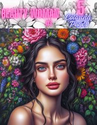 Coloring Book Woman with Flower Crown,Easy Coloring Pages,Adult coloring pages,Digital product