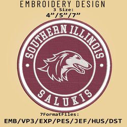 NCAA Logo Southern Illinois Salukis, Embroidery design, Embroidery Files, NCAA Salukis, Machine Embroidery Pattern