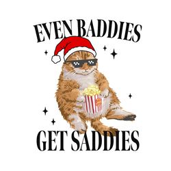 Funny Christmas Cat Even Baddies Get Saddies PNG File