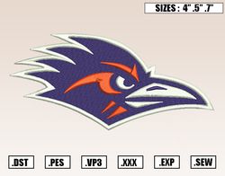UTSA Roadrunners Mascot Embroidery Designs, NCAA Embroidery Design File Instant Download