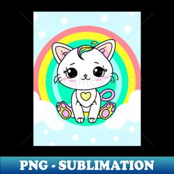 Rainbow kitty kawaii cat gift - Instant PNG Sublimation Download - Capture Imagination with Every Detail
