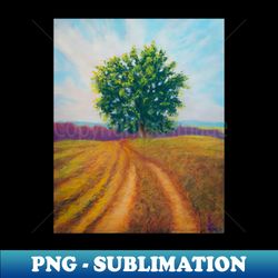 Pastel painting - pree and field countryside landscape - Creative Sublimation PNG Download - Perfect for Personalization