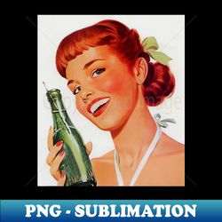 Retro girl drinking - Trendy Sublimation Digital Download - Bring Your Designs to Life
