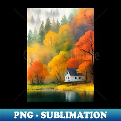 colorful autumn landscape watercolor 29 - premium sublimation digital download - capture imagination with every detail