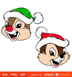Chip-Dale Santa Hat Bundle Svg Christmas Svg Disney Christmas Svg Santa Claus Svg Cricut Silhouette Vector Cut File