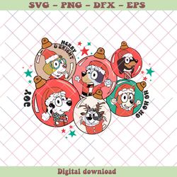 Bluey Christmas Family Merry And Bright SVG Cricut Files