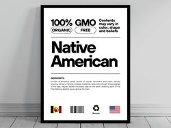 Native American Unity Flag Poster Mid Century Modern American Melting Pot Rustic Charming Native American Humor US Patri