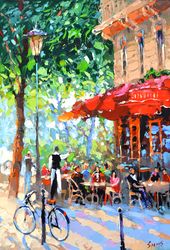 Original Paris acrylic Painting Small Painting On Canvas, Cityscape Art, Landscape Oil Painting, parisian scene Painting
