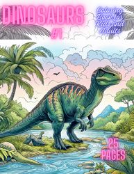 Coloring Book Dinosaur Themed: Dinosaur coloring pages,Coloring book for kids,Coloring book for adult,Digital Product