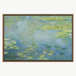 Claude Monet Framed Canvas Print  Water Lilies, Canvas Art, Frame Large Wall Art, Green Art, Vintage Art, Minimalist Art
