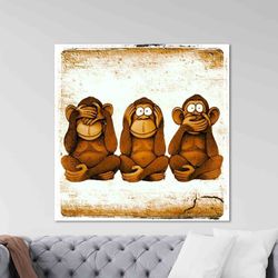 Wall Art, 3 Monkeys Philosophy Canvas