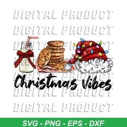 Retro Christmas Vibes Santa Hat And Biscuit PNG Download