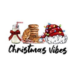 Retro Christmas Vibes Santa Hat And Biscuit PNG Download