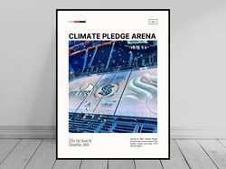 Climate Pledge Arena Print  Seattle Kraken Poster  NHL Ice  NHL Arena Poster   Oil Painting  Modern Art   Travel Print