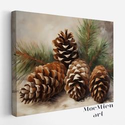 Pinecone Canvas, Poster Christmas Canvas Poster Winter Decor Vintage Pinecone Wall Art Still Life Vibes Holiday Decorati