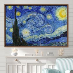 Vincent Van Gogh The Starry Night Canvas Art Print, Frame Large Wall Art, Green Art, Vintage Art, Minimalist Art, Gift,