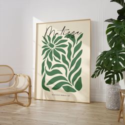 Henri Matisse Exhibition Poster, Famous Gallery Wall Art Print, Sage Green Beige Boho Art Print, Wall Decor, Garden, Bed