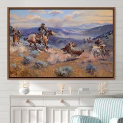 Charles Russell Mid Century Modern Wall Art, Mountain Wall Art, Canvas Art Print, Frame Large Wall Art, Gift, Living Roo