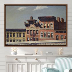 Edward Hopper From Williamsburg Bridge, Framed Canvas Print, Large Wall Art Print, Abstract Large Art, Minimalist Art, G