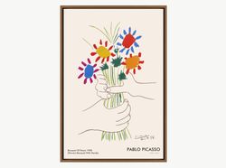Framed Wall Art Picasso Flower Bouquet Peace Nature Wilderness Illustrations Fine ArtRustic Scenic Modern Canvas Art, Gi