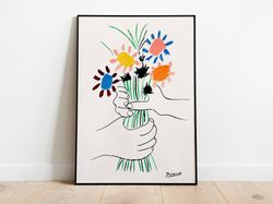 Picasso - Bouquet of Peace Flowers, Exhibition Vintage Line Art Poster, Minimalist Line Drawing, Ideal Home Decor or Gif