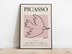 Picasso - Dove, Exhibition Vintage Line Art Poster, Minimalist Line Drawing, Animal print, Ideal Home Decor or Gift Prin