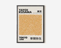 Yayoi Kusama Abstract Print, Yayoi Kusama Exhibition Art Print, Mustard Beige Wall Art, Famous Artist Print, Beige Galle