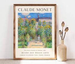 Claude Monet Artist's Garden Poster, Monet Wall Art Print, Poster Wall Art, Monet Exhibition poster, Gallery Wall, Flowe