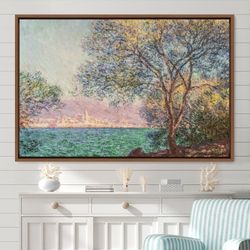 Claude Monet Framed Canvas Print Antibes in the Morning, Frame Large Wall Art, Green Art, Vintage Art, Minimalist Art, G