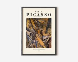 Picasso Exhibition Wall Art Print, Neutral Beige Abstract Vintage Minimalist Gift Idea, Famous Artist Print, Brown Galle