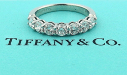 tiffany & co. platinum embrace .91ct diamond 3.5mm shared wedding band ring 5