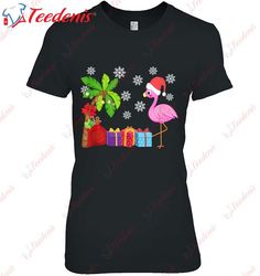 Flamingo Santa Hat Christmas In July Hawaiian Lover Holiday Tank Top Shirt, Family Christmas Shirts Ideas  Wear Love, Sh