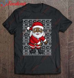 Floss Like A Boss Black African American Santa Christmas Shirt, Men Funny Christmas Shirts For Work  Wear Love, Share Be