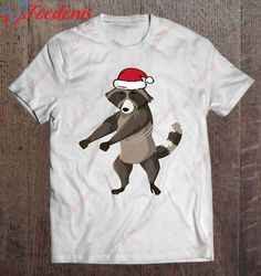 Flossing Raccoon Santa Hat Matching Family Pajama Christmas Shirt, Christmas Shirts Funny  Wear Love, Share Beauty
