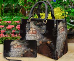 Christmas Santa Claus leather Bag Handbag, Christmas Women Bag and Purse, Christmas Gift