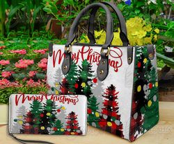 Christmas Tree Leather Bag Wallet, Merry Christmas Women Shoulder Bag, Christmas Handbag