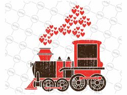 Heart Train Valentines Day Cool Railroad Love Boys Girls Svg Png, Valientine Day Train Svg, Happy Valentine Day Svg, Dig