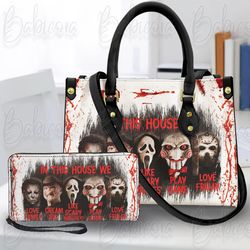 Horror Character Handbag Wallet, Halloween Shoulder Bag, Horror Leather Bag