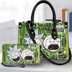 Rick And Morty Leather Handbag Wallet, Rick And Morty Shoulder Bag, Cartoon Bag