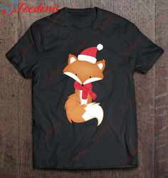 Cute Christmas Fox Adorable Xmas Scarf Fox Shirt, Plus Size Womens Xmas Tops  Wear Love, Share Beauty