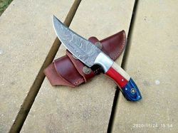 Handmade Knife Damascus Hunting Knives American Flag Knife 8" Inches for Groomsmen Gift Anniversary Gift Wedding Gift Pe