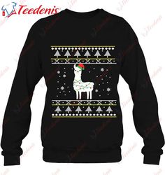 Funny Christmas Llama Santa Hat Lights Xmas Gift Shirt, Christmas T-Shirts Ladies Plus Size  Wear Love, Share Beauty