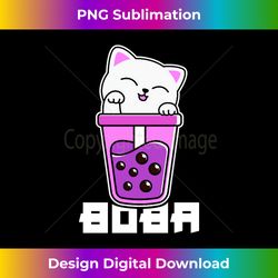 Cat Anime Bubble Tea Boba Neko Girls Kawaii Girls Teen Long Sleeve - Deluxe PNG Sublimation Download - Elevate Your Style with Intricate Details