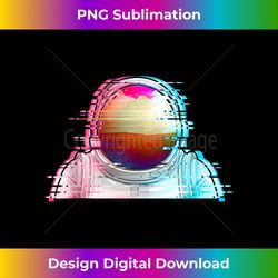 Astronaut Suit & Helmet Glitch Art Retro 80s Synthwave Tank Top - Luxe Sublimation PNG Download - Access the Spectrum of Sublimation Artistry