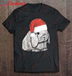 dwarf lop eared bunny rabbit in santa claus christmas hat t-shirt, kids family christmas shirts  wear love, share beauty