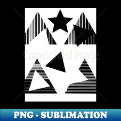 triangle and stars graphic print  in black and white - png transparent sublimation file - enhance your apparel with stunning detail