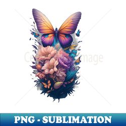 Butterfly Flower - Decorative Sublimation PNG File - Bold & Eye-catching