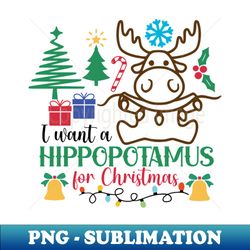 Hippopotamus for Christmas - High-Quality PNG Sublimation Download - Bring Your Designs to Life