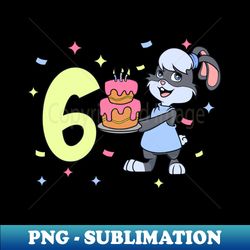 I am 6 with bunny - girl birthday 6 years old - Modern Sublimation PNG File - Perfect for Creative Projects
