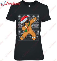 Dabbing Gingerbread Man Cookie Christmas Gingerbread Ugly Shirt, Men Christmas Shirts Family Cheap  Wear Love, Share Bea